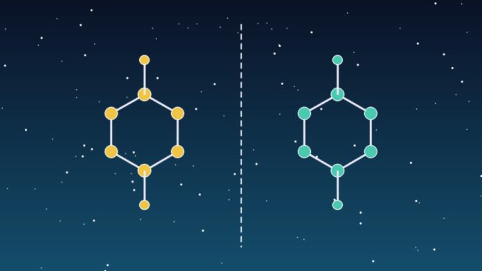 Ilustrație generică a două molecule-imagine în oglindă, simbol pentru Premiul Nobel pentru Chimie 2026