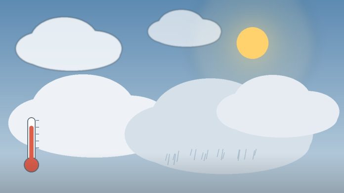 Ilustrație generică prognoza meteo ANM: nori, soare și termometru, simbol pentru vremea din România